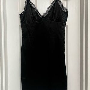 Black Lace-Trim Slip Dress - Women